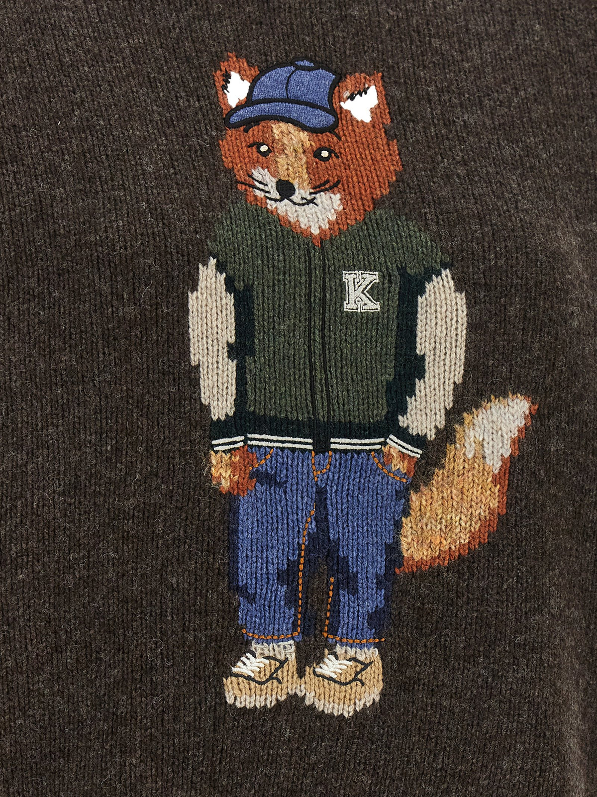 Maison Kitsuné Brown Wool Cardigan