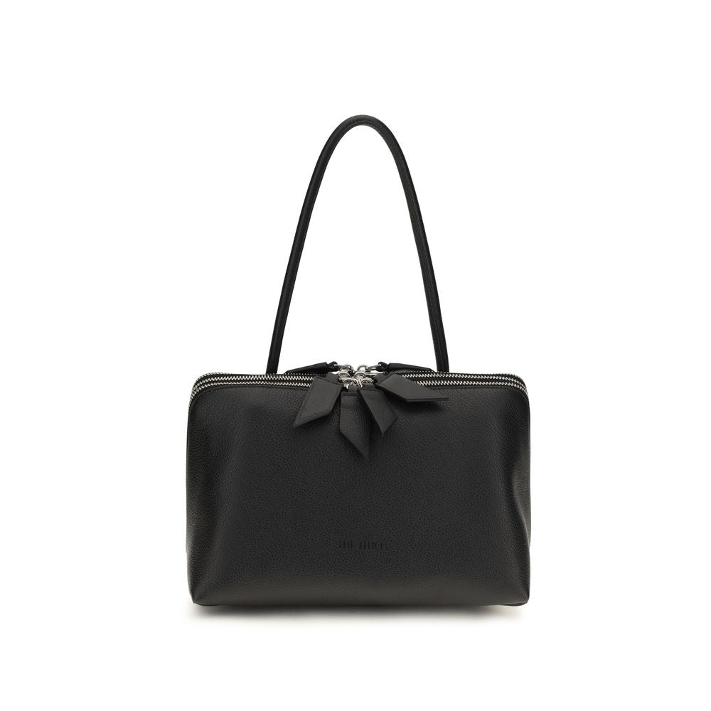 The Attico Black Calf Leather Bos Taurus Shoulder Bag