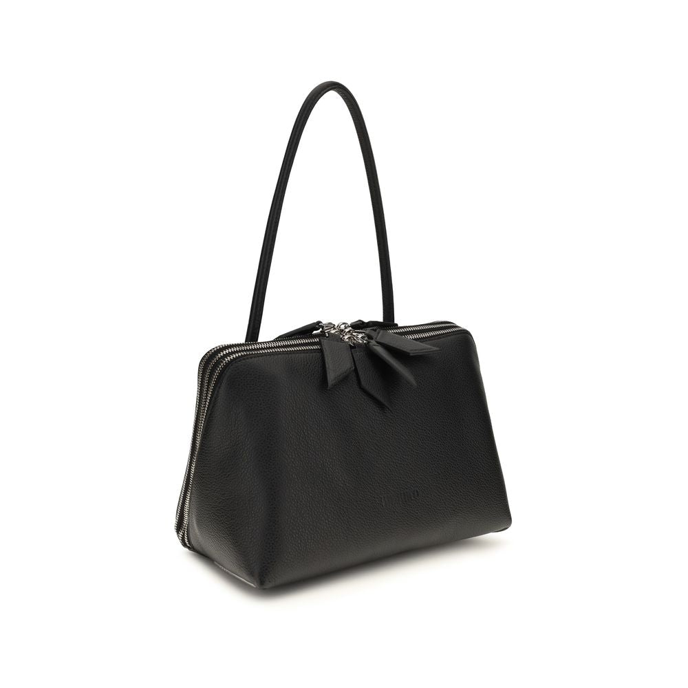 The Attico Black Calf Leather Bos Taurus Shoulder Bag