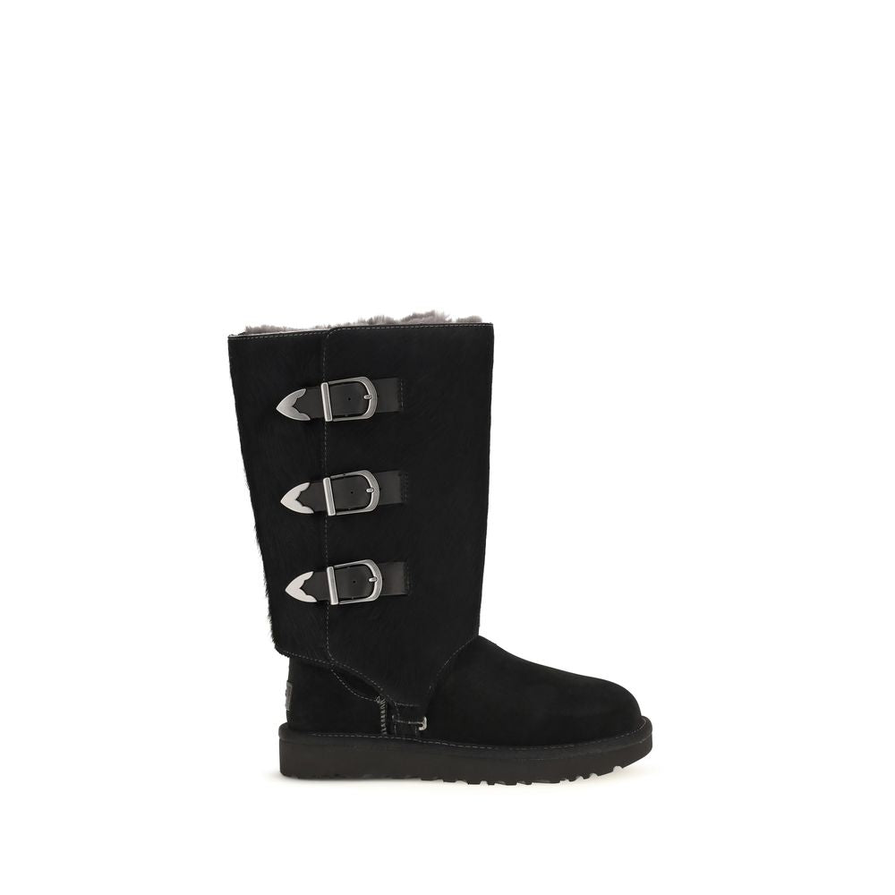 UGG Black Suede Leather Lace-Up Boots