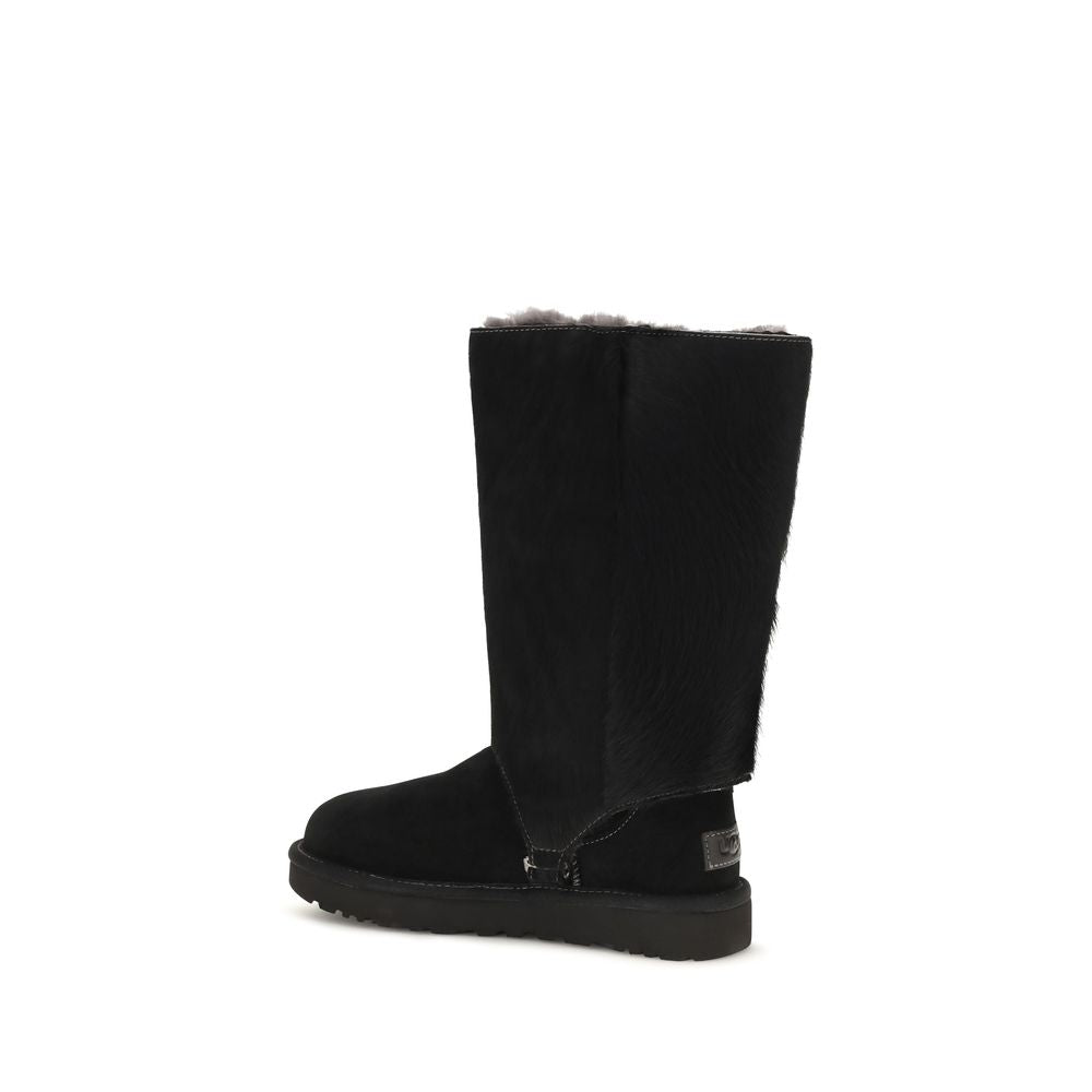 UGG Black Suede Leather Lace-Up Boots