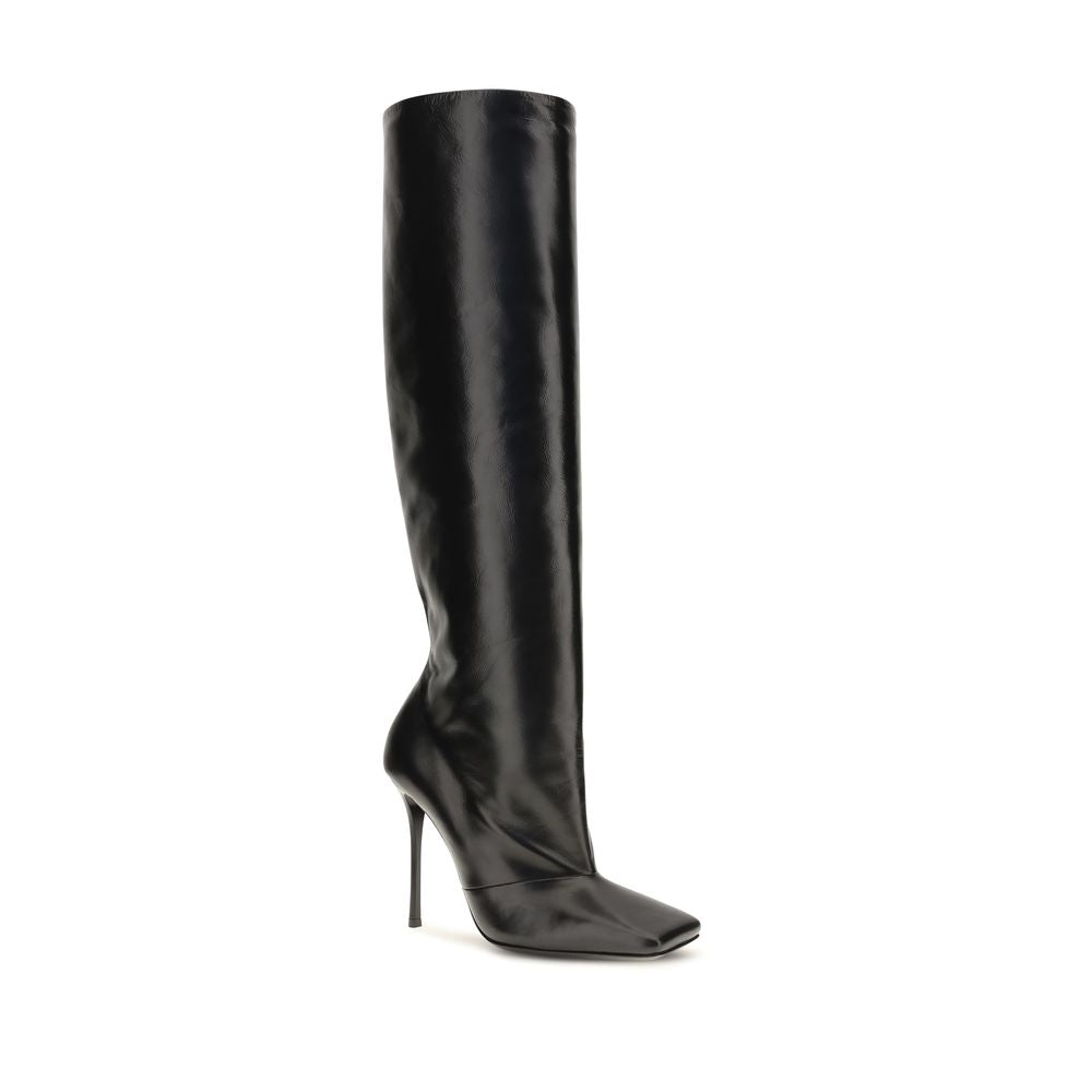 Dolce & Gabbana Black Calf Leather Bos Taurus High Heel Boots