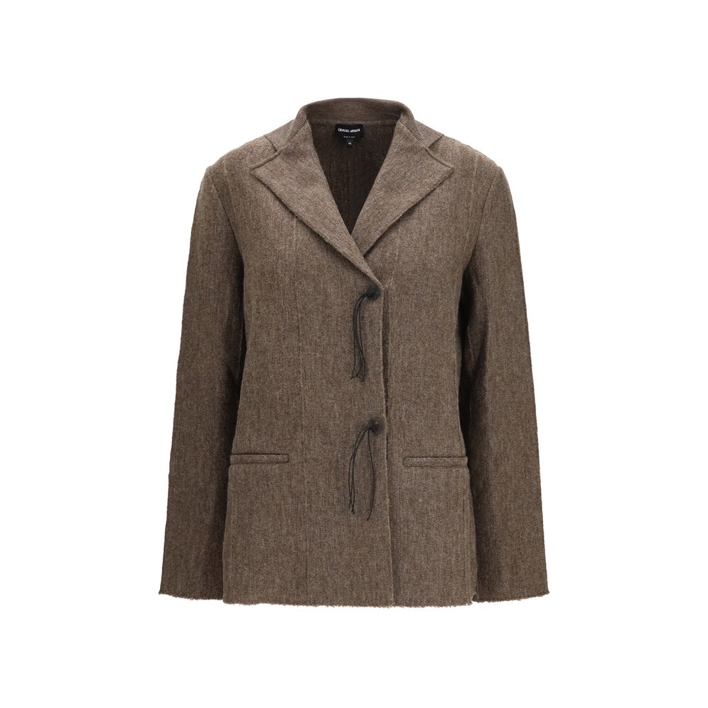 Giorgio Armani Brown Wool Oves Aries Full-Length Jacket