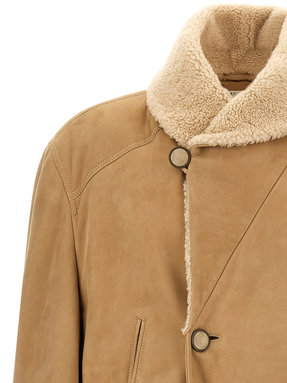 Brunello Cucinelli Beige Lamb Leather Leather Jacket
