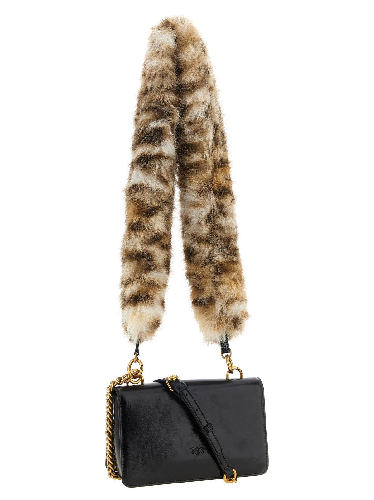 PINKO Black Calfskin Shoulder Bag
