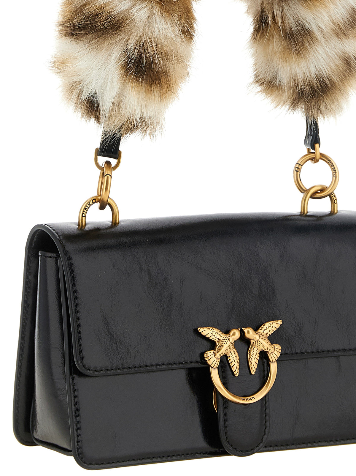 PINKO Black Calfskin Shoulder Bag