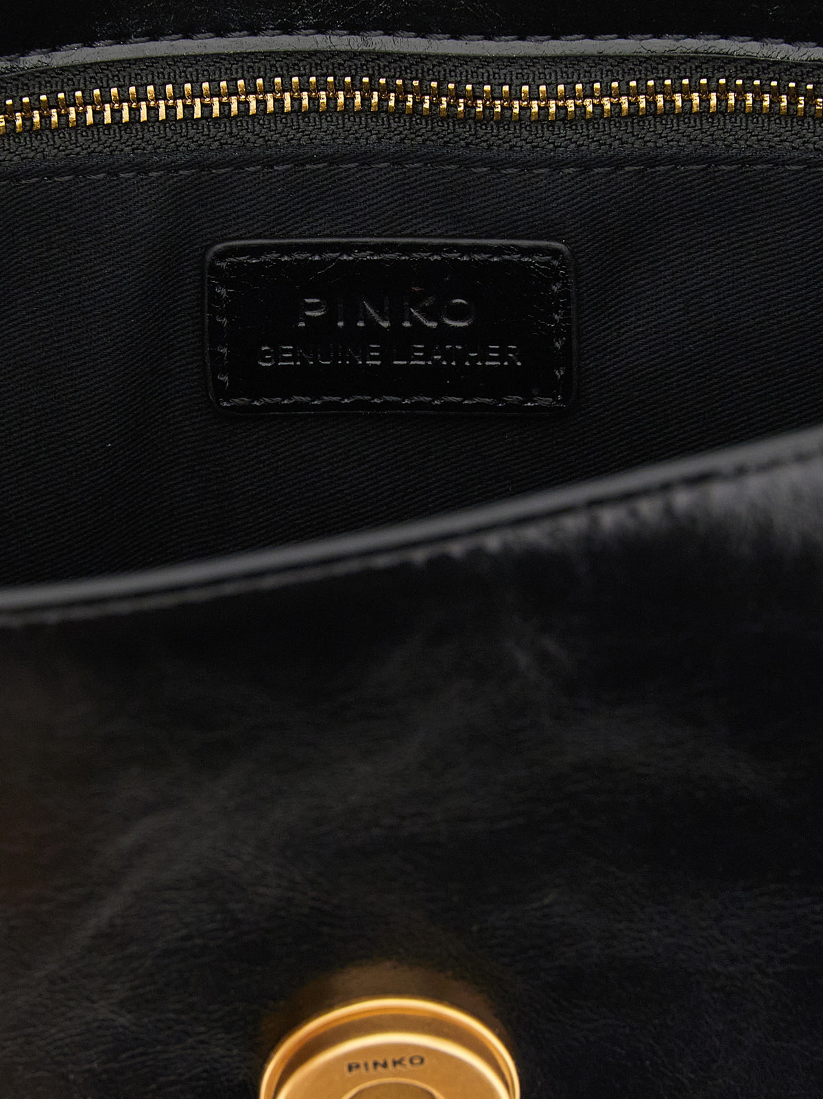 PINKO Black Calfskin Shoulder Bag