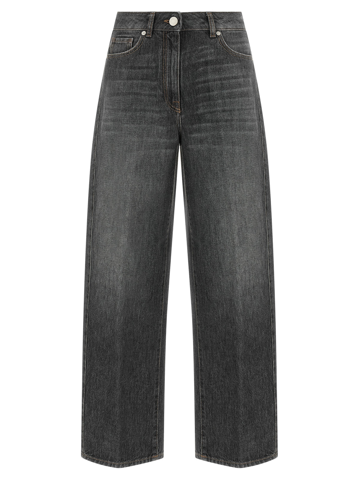 Peserico Gray Cotton High-Waisted Jean