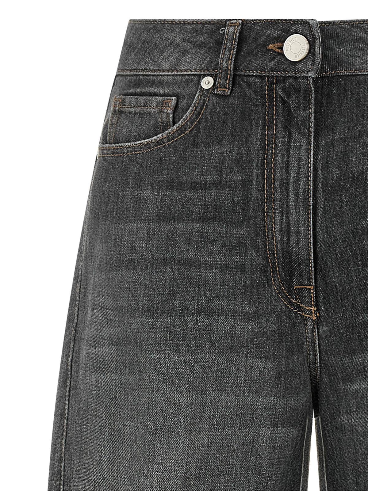 Peserico Gray Cotton High-Waisted Jean