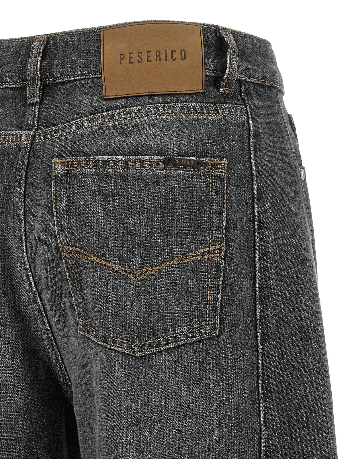 Peserico Gray Cotton High-Waisted Jean