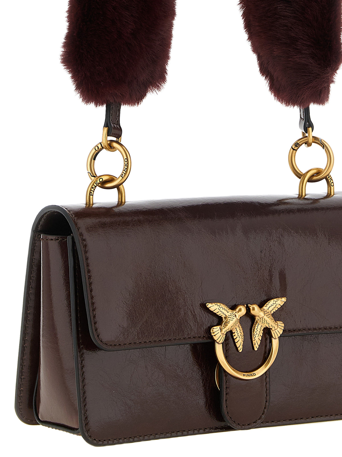 PINKO Bordeaux Calfskin Shoulder Bag