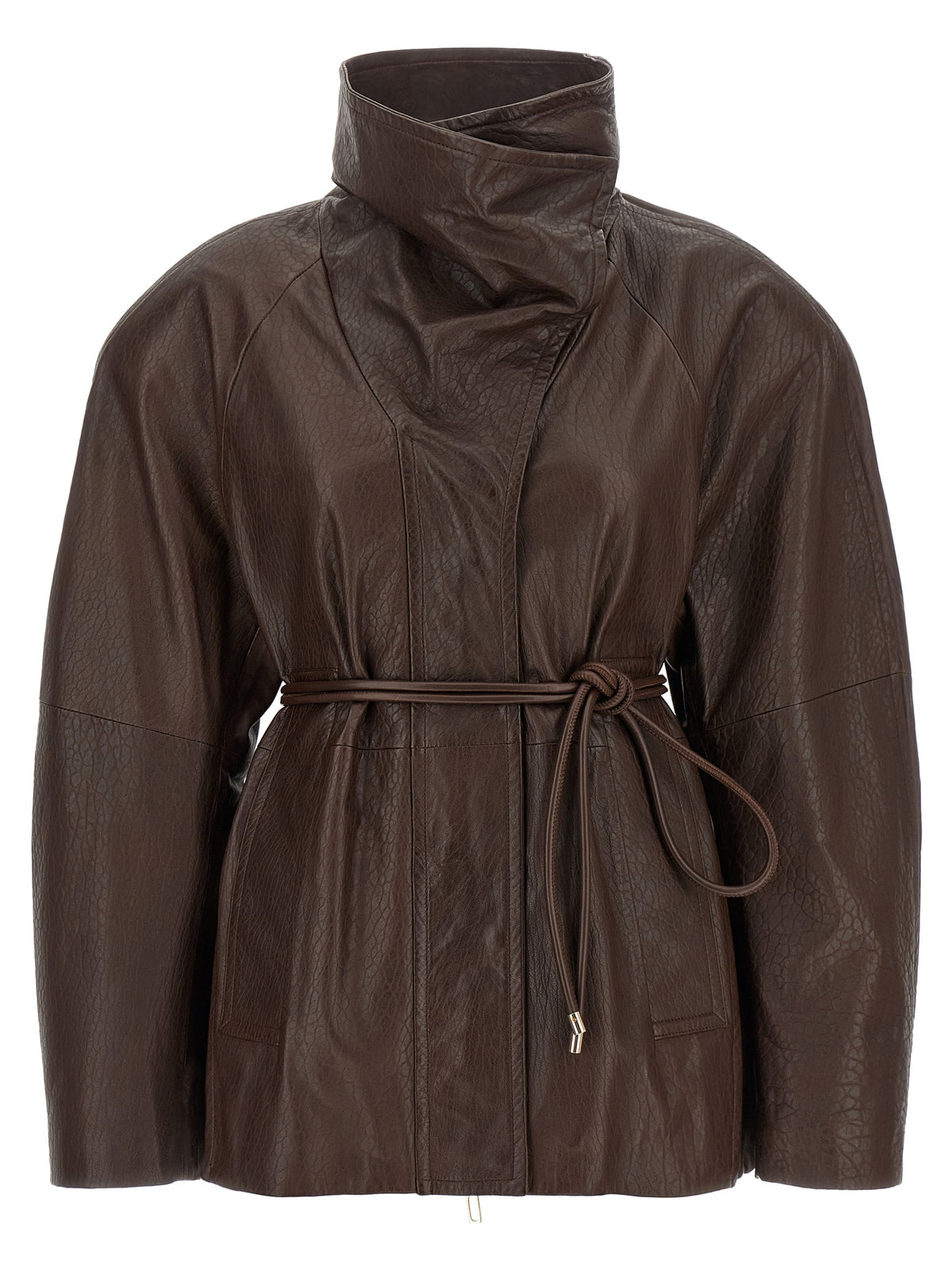 Sportmax Brown Lamb Leather Leather Jacket