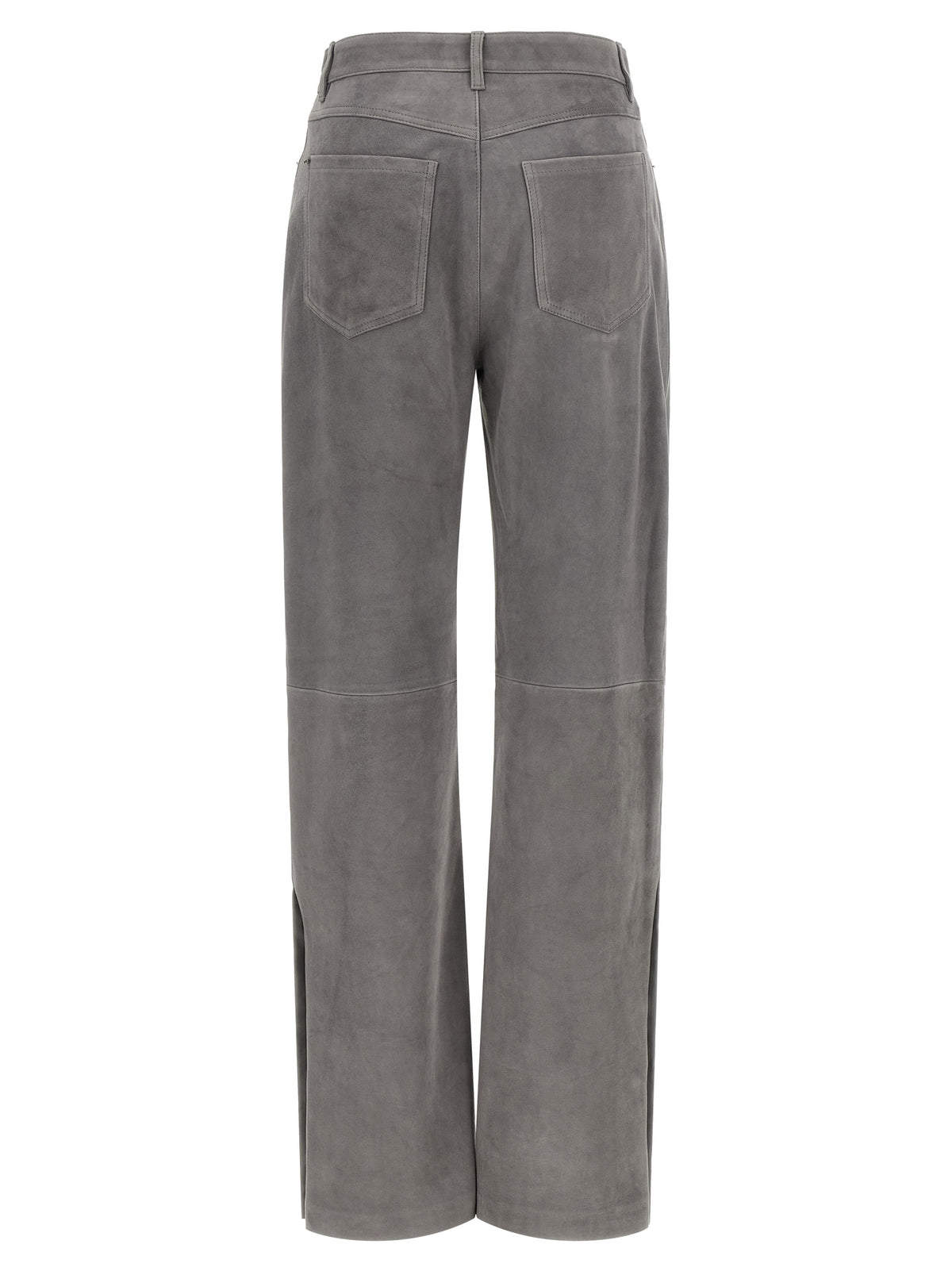Sportmax Gray Lamb Leather Casual Pants