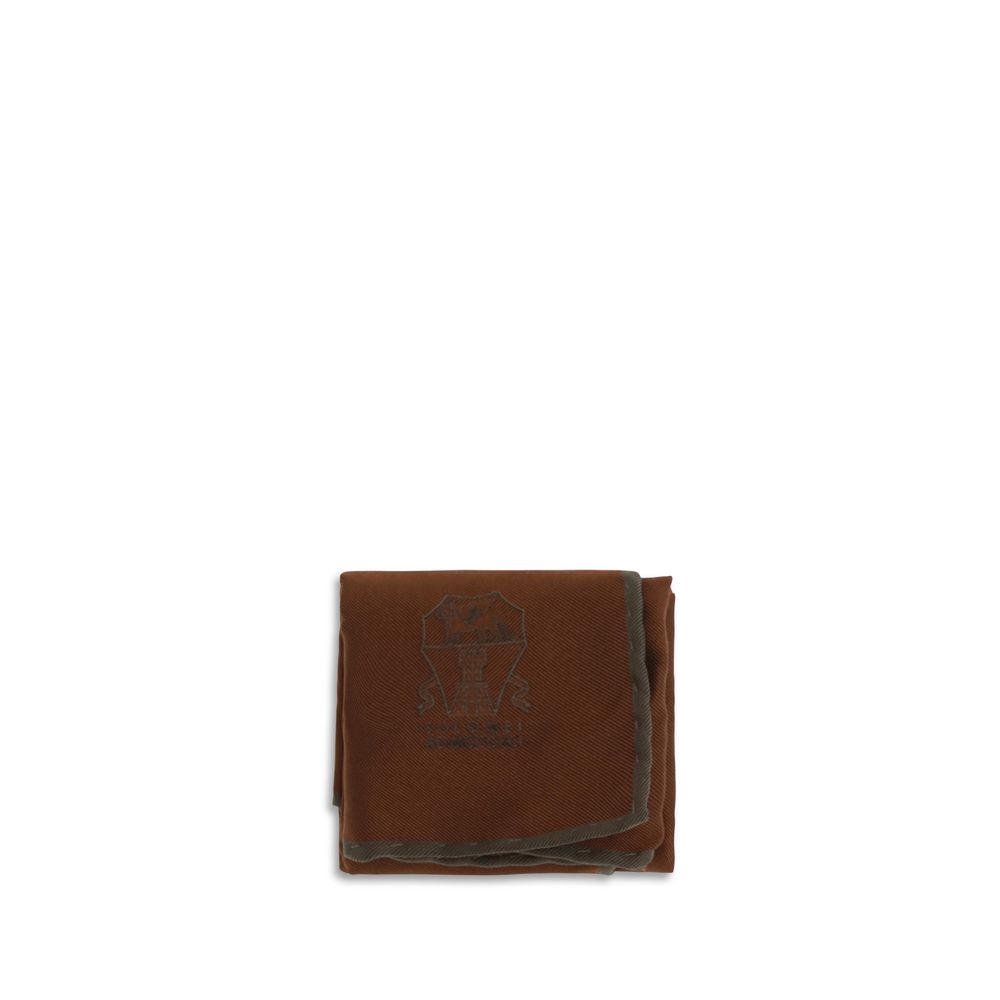 Brunello Cucinelli Brown Silk Pocket Square