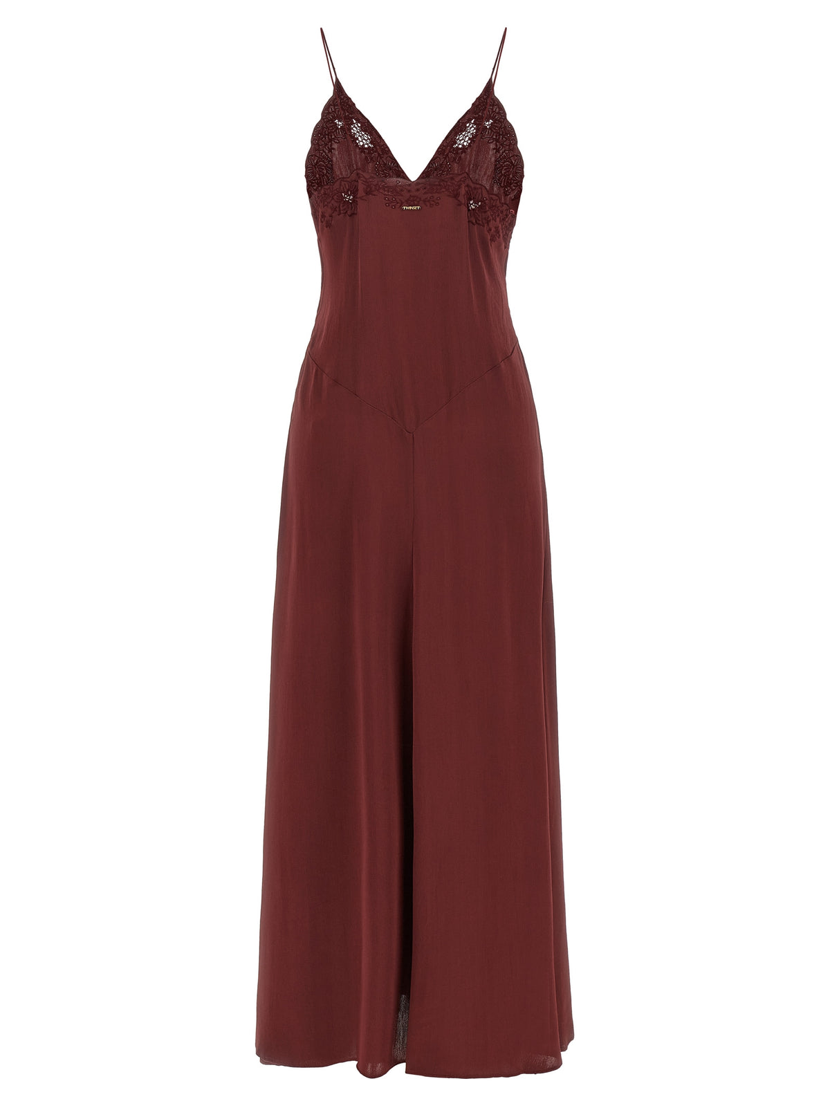 Twinset Bordeaux Viscose Long Dress
