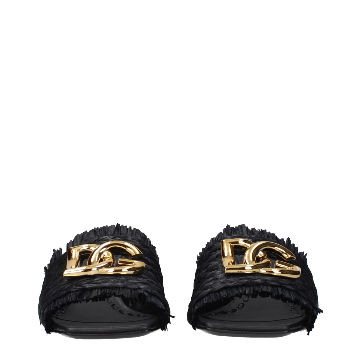 Dolce & Gabbana Black Raffia Platform Sandals