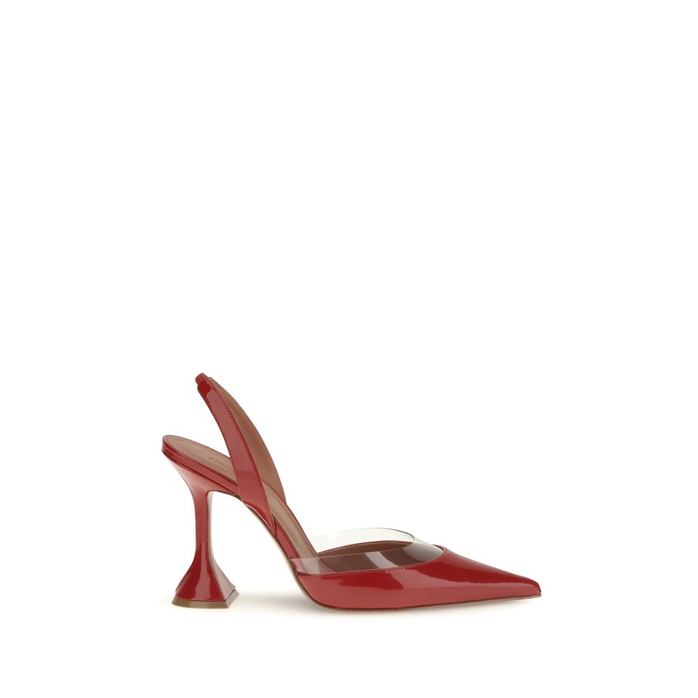Amina Muaddi Red Goatskin High Heel Pumps