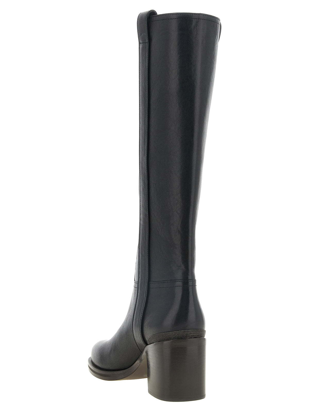Brunello Cucinelli Black Calfskin Over The Knee