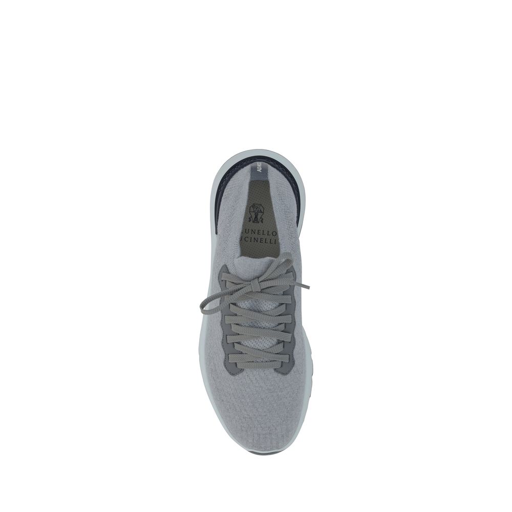 Brunello Cucinelli Gray Cotton Athletic Sneakers