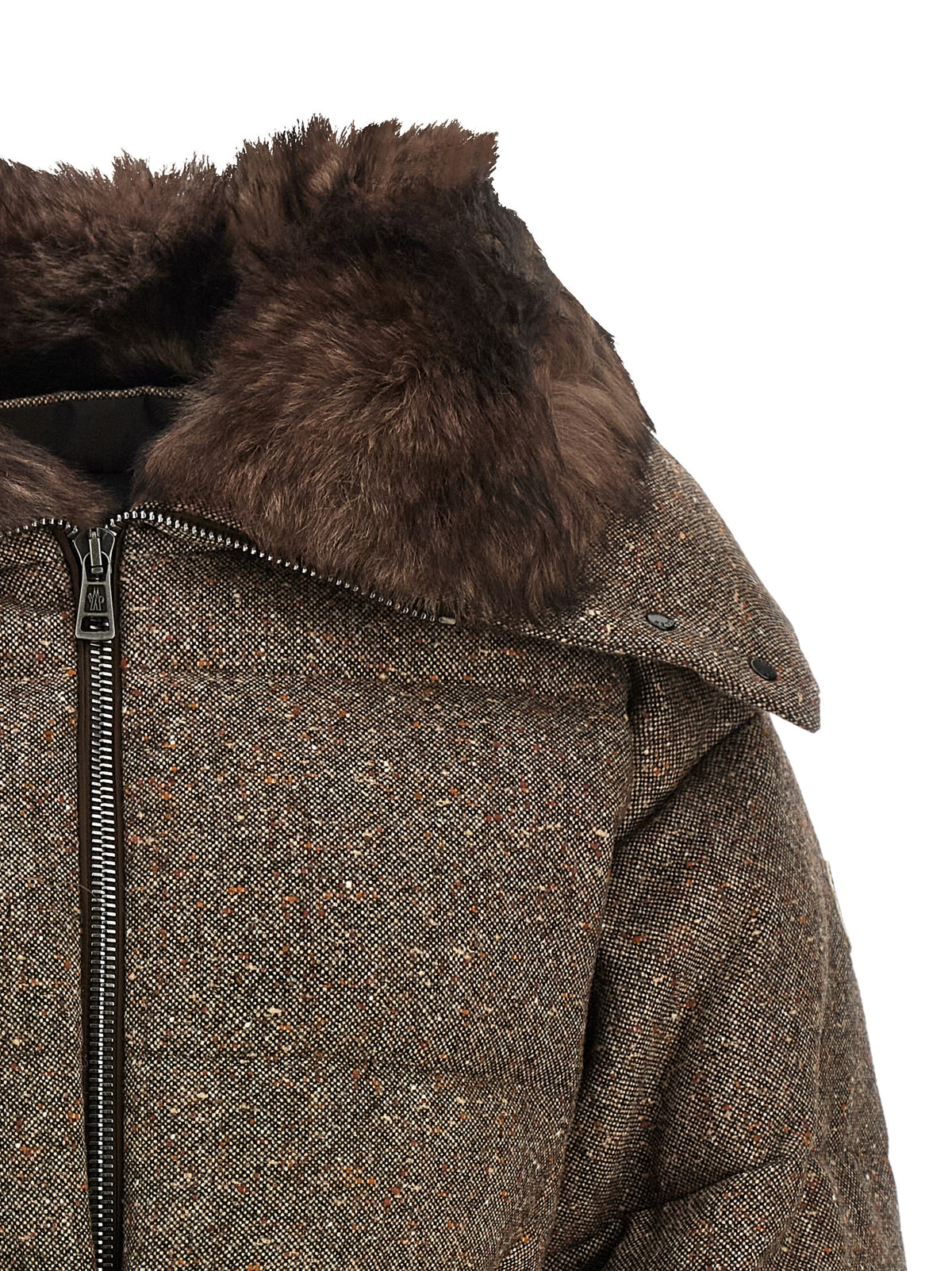 Moncler Grenoble Brown Leather Full-Length Jacket