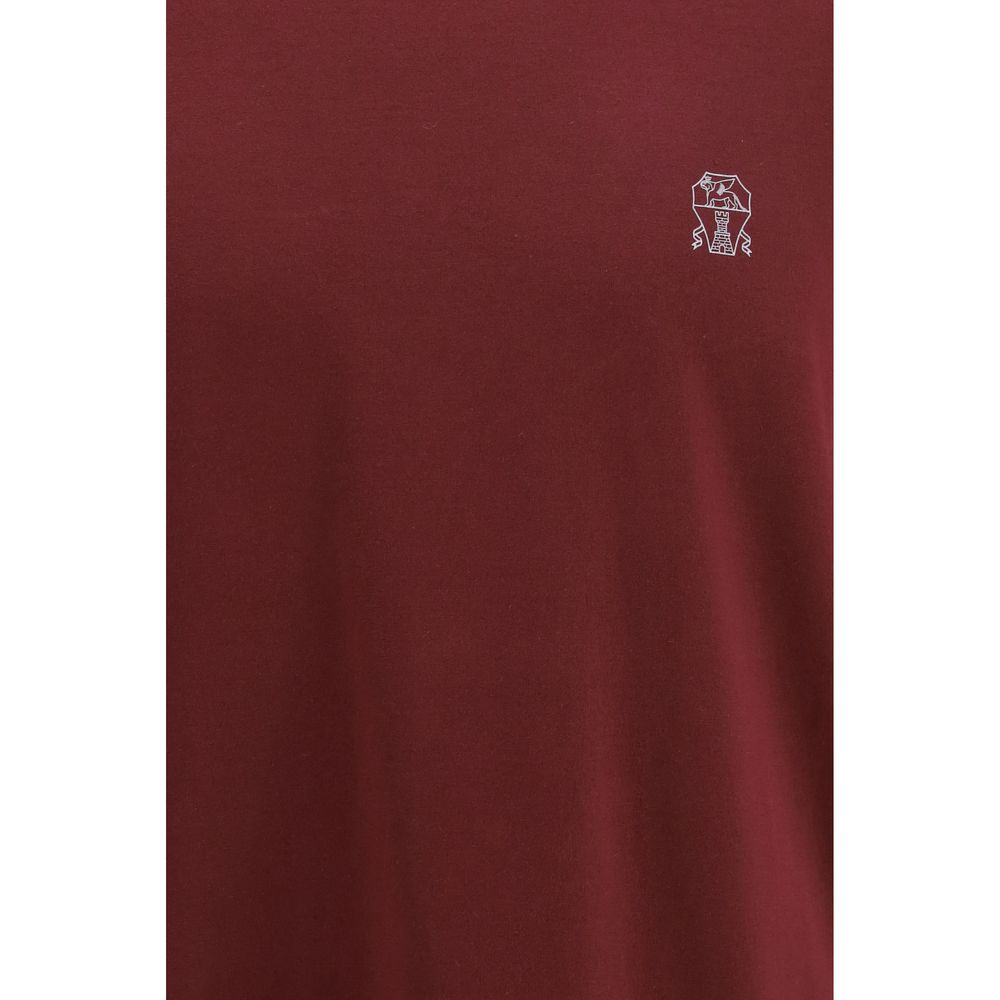 Brunello Cucinelli Bordeaux Cotton T-Shirt