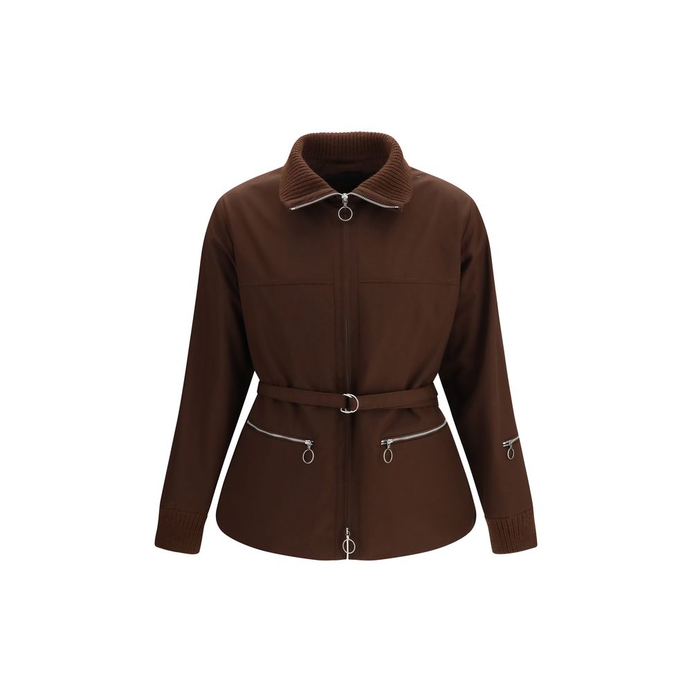 Prada Brown Polyester Full-Length Jacket