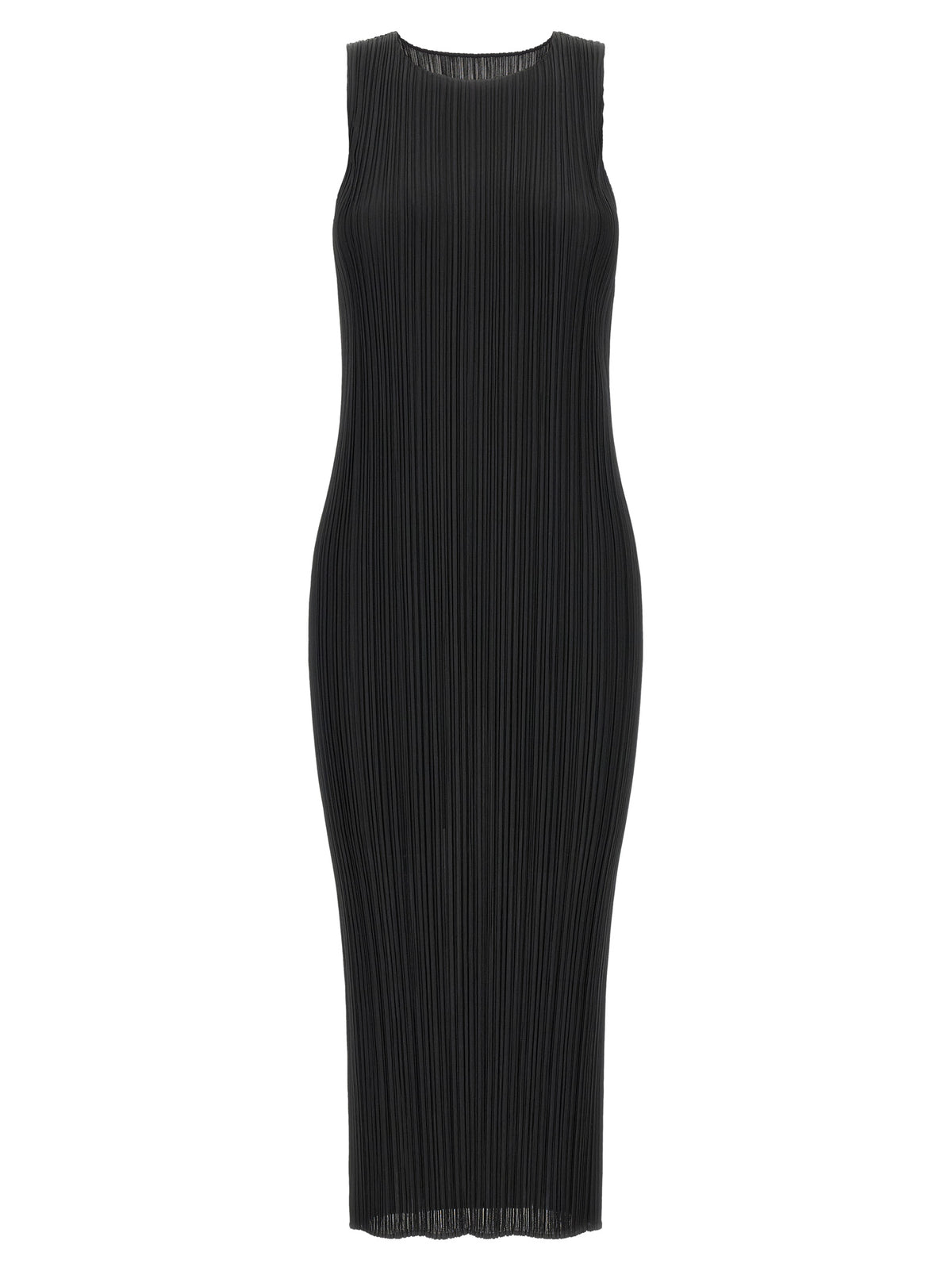 PLEATS PLEASE ISSEY MIYAKE Black Polyester Midi Dress