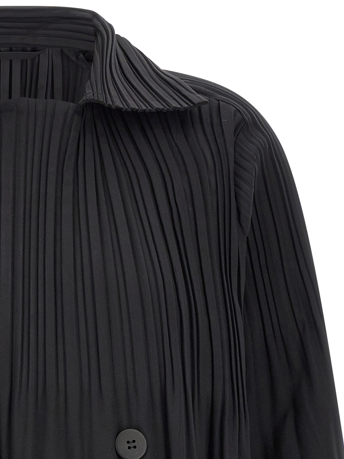 PLEATS PLEASE ISSEY MIYAKE Black Polyester Coat