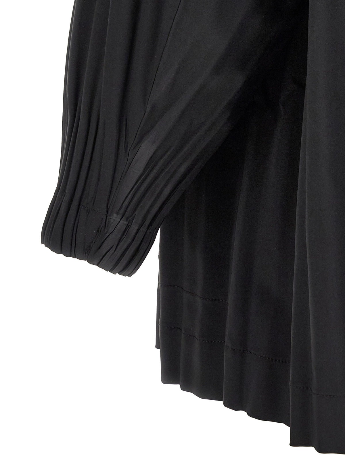 PLEATS PLEASE ISSEY MIYAKE Black Polyester Coat