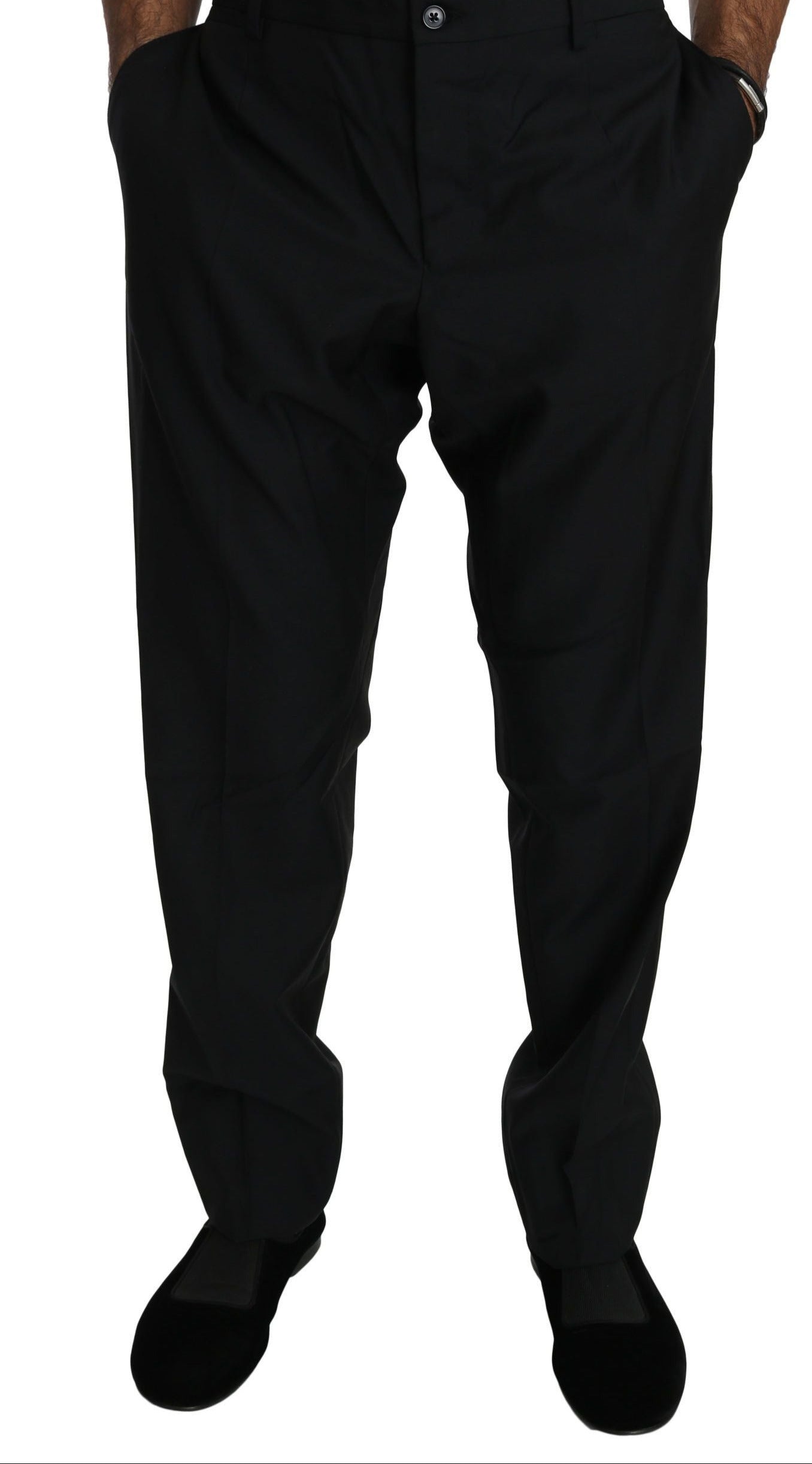 Dolce & Gabbana Elegant Black Virgin Wool Dress Pants