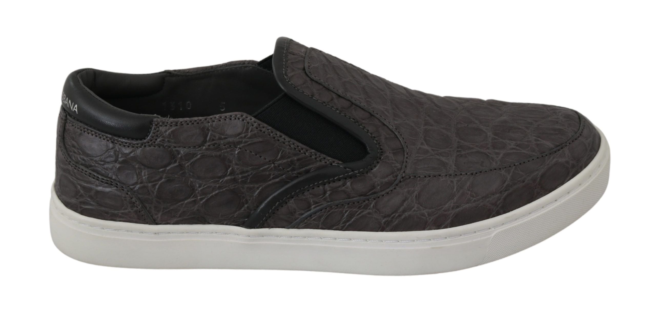 Κομψά δερμάτινα Loafers Dolce &amp; Gabbana σε γκρι γκρι Caiman
