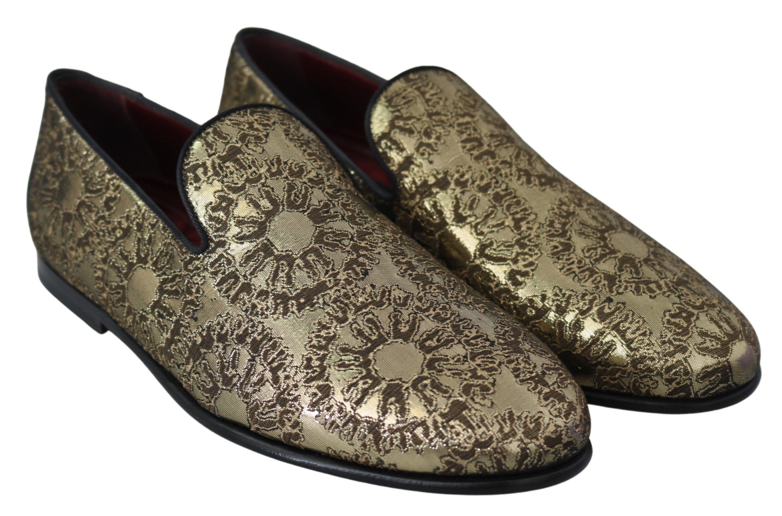 Παπούτσια φορέματος Dolce &amp; Gabbana Gold Bordeaux Loafers Slides
