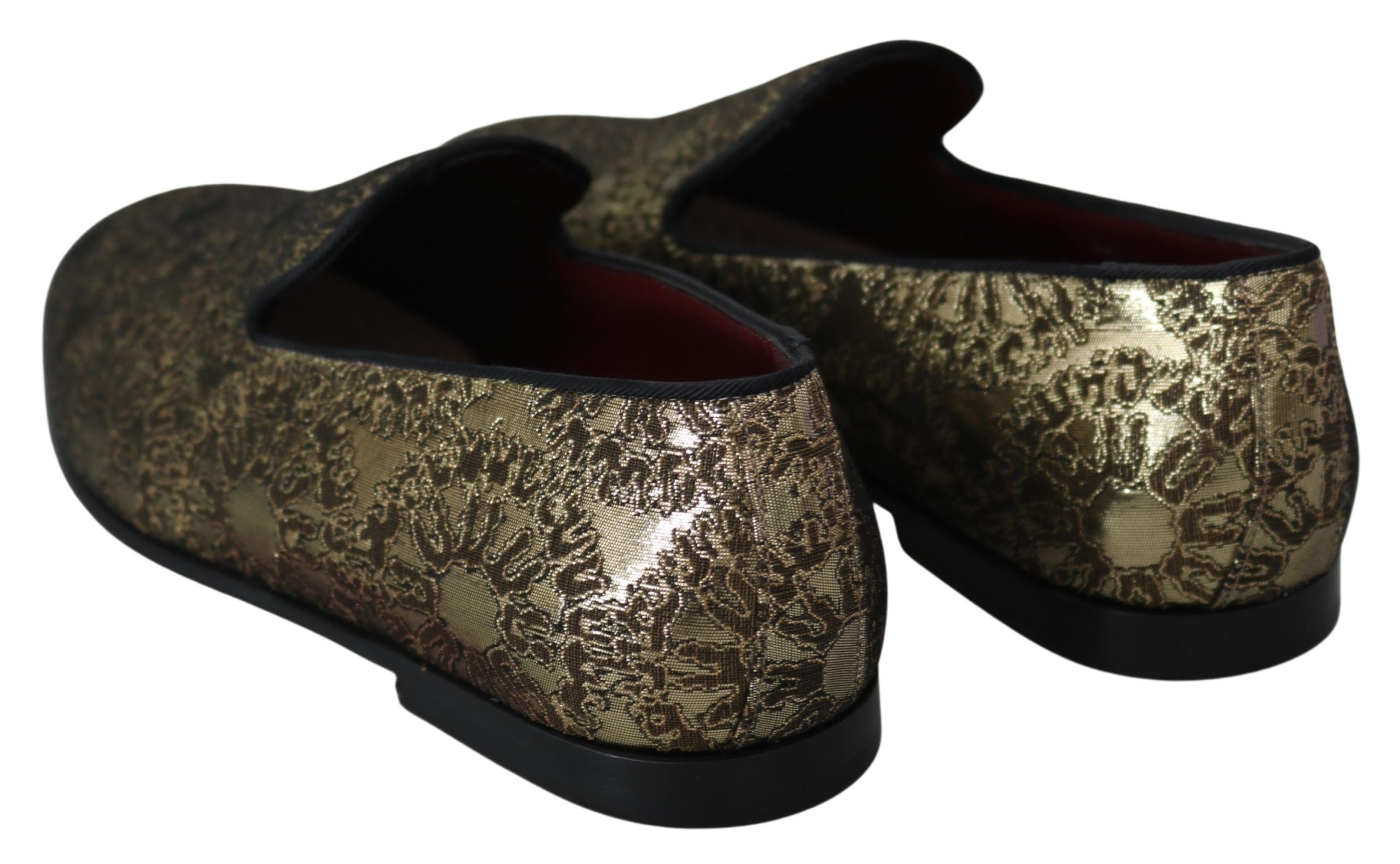 Παπούτσια φορέματος Dolce &amp; Gabbana Gold Bordeaux Loafers Slides