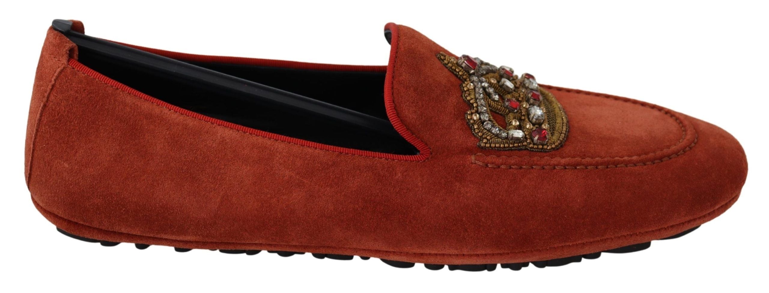Dolce &amp; Gabbana Πλούσιο πορτοκαλί δερμάτινο loafers με χρυσό κέντημα
