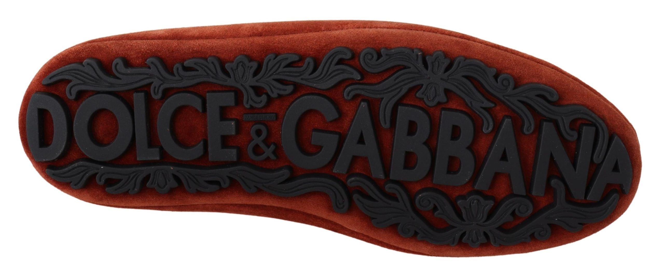 Dolce &amp; Gabbana Πλούσιο πορτοκαλί δερμάτινο loafers με χρυσό κέντημα