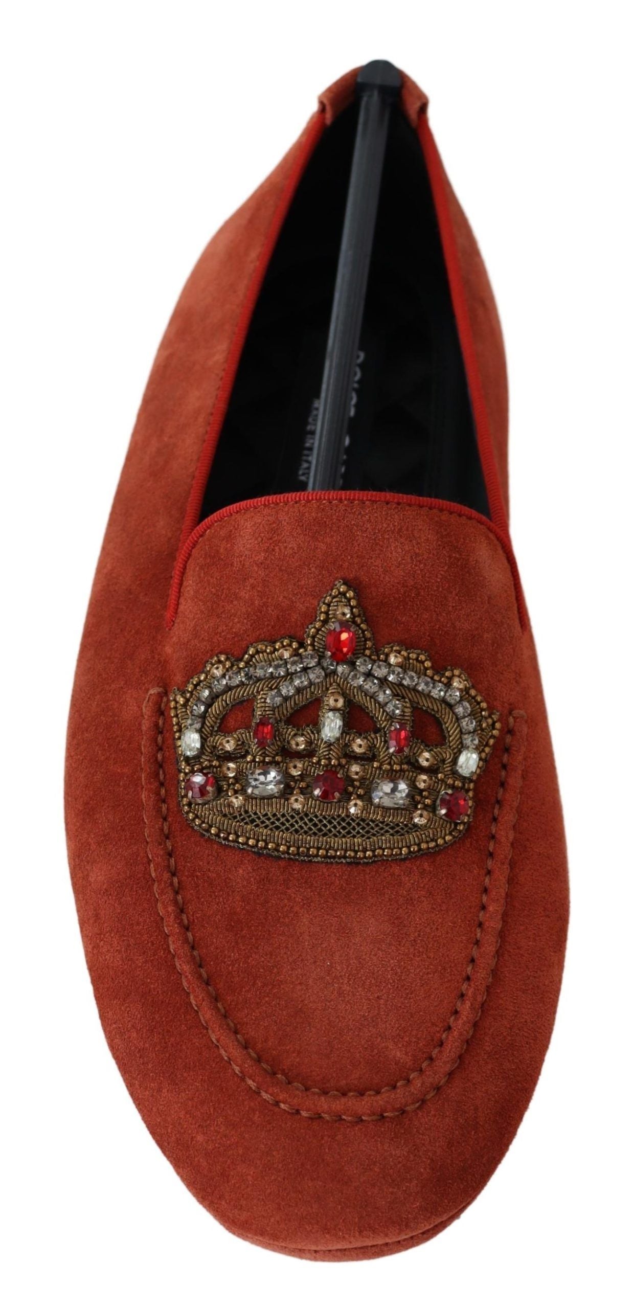 Dolce &amp; Gabbana Πλούσιο πορτοκαλί δερμάτινο loafers με χρυσό κέντημα