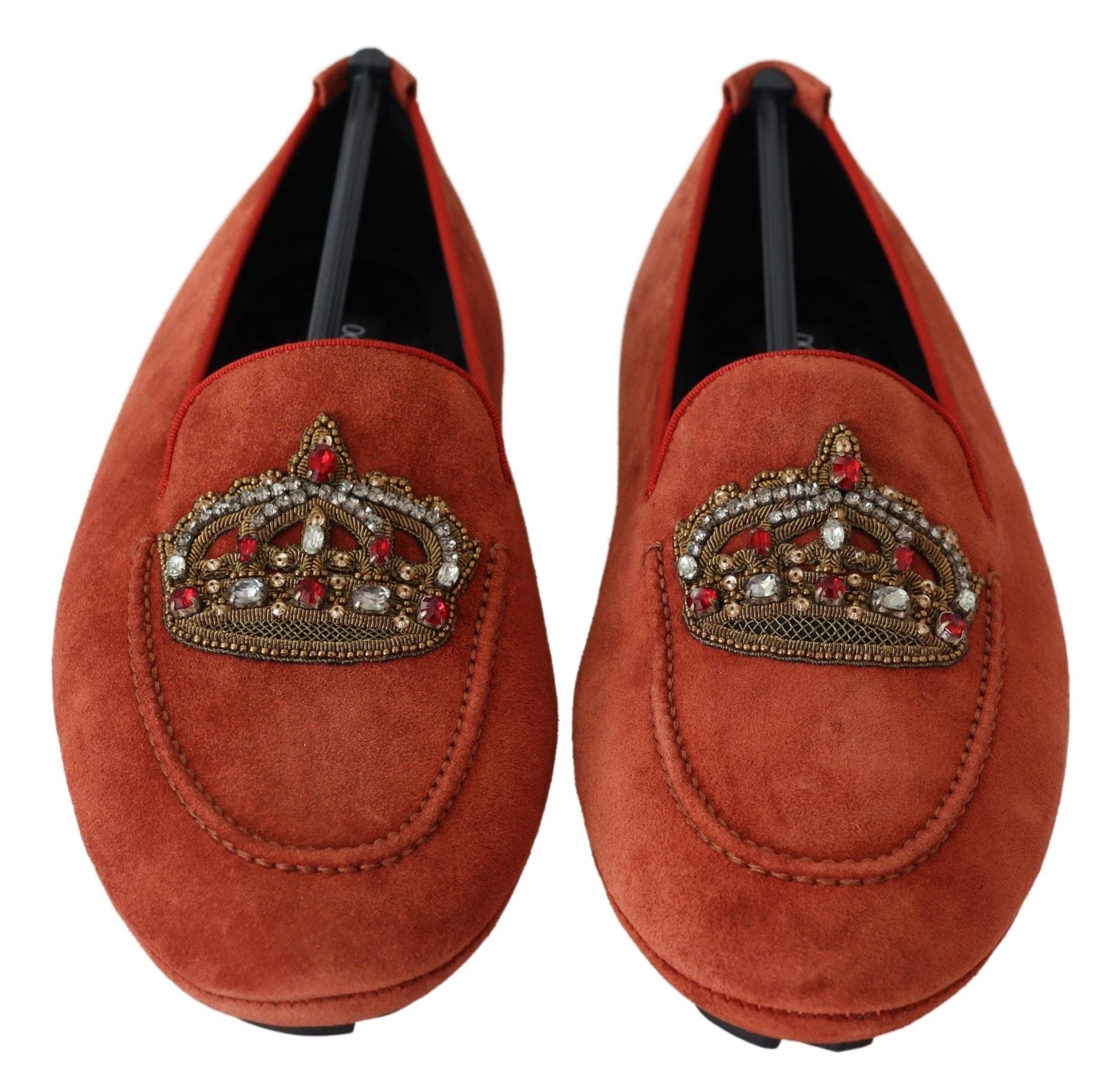 Dolce &amp; Gabbana Πλούσιο πορτοκαλί δερμάτινο loafers με χρυσό κέντημα