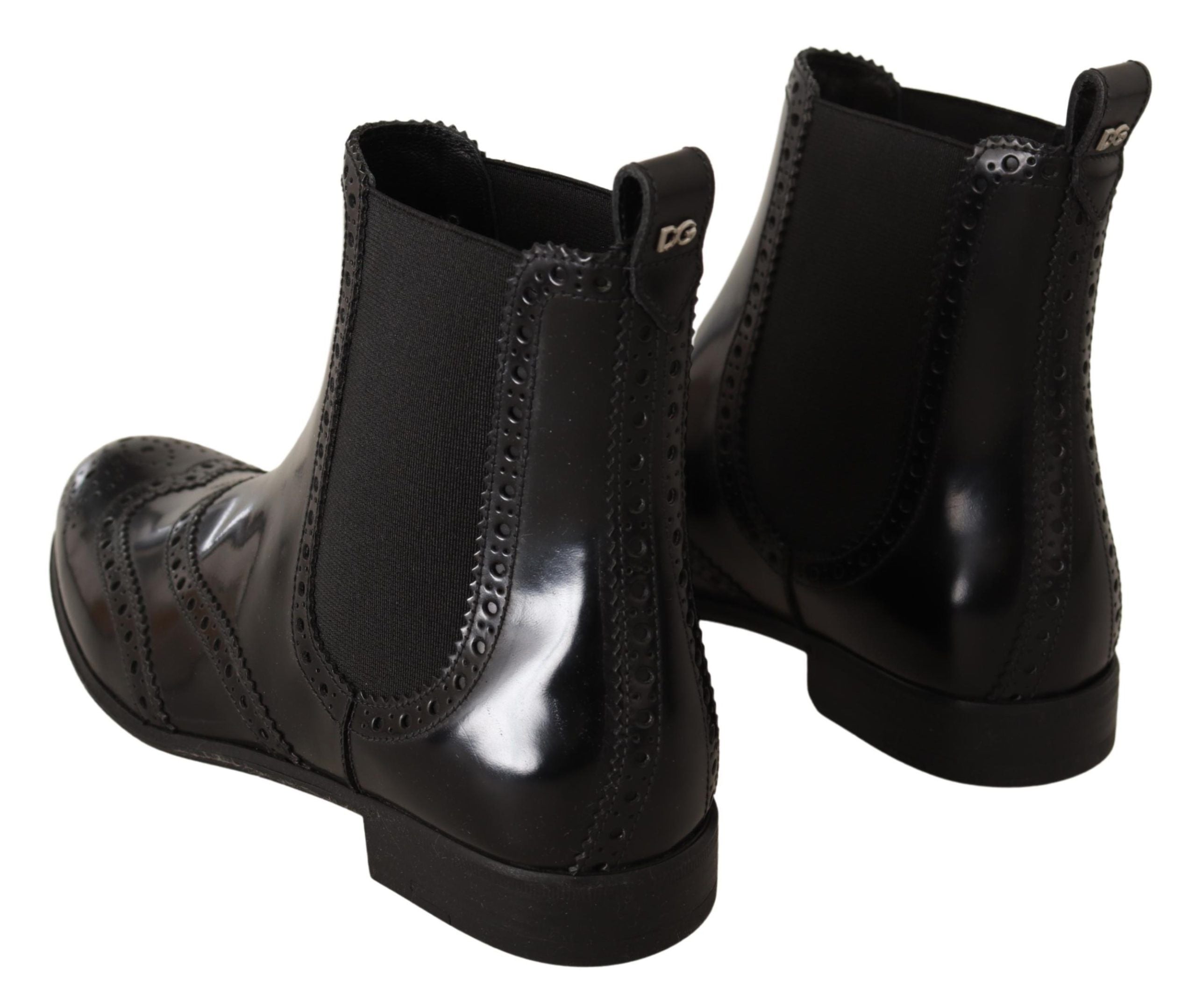 Dolce &amp; Gabbana Κομψές μαύρες μπότες Oxford με άκρο αστραγάλου