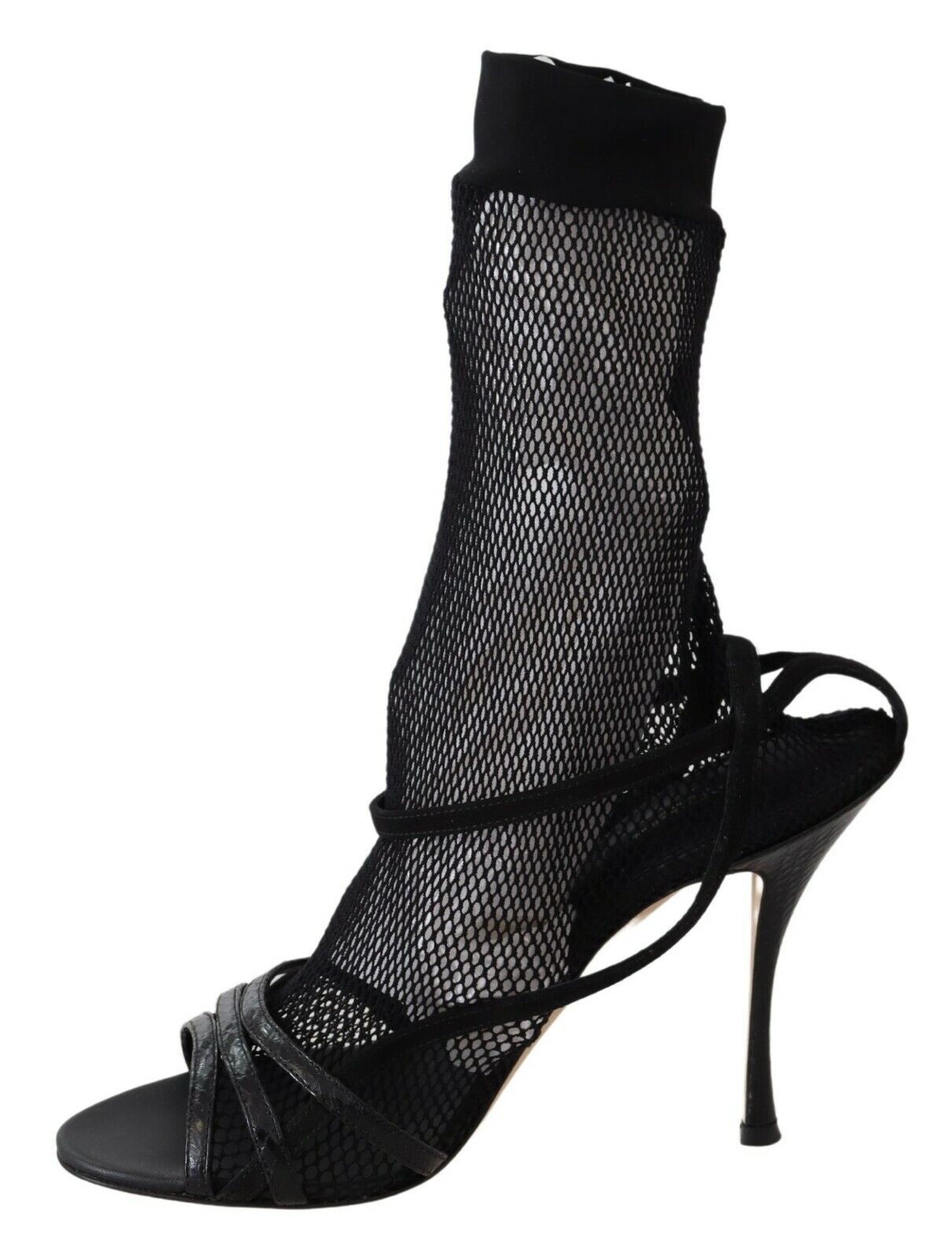 Σανδάλια Dolce &amp; Gabbana Chic Μαύρο Διχτυωτό Stiletto