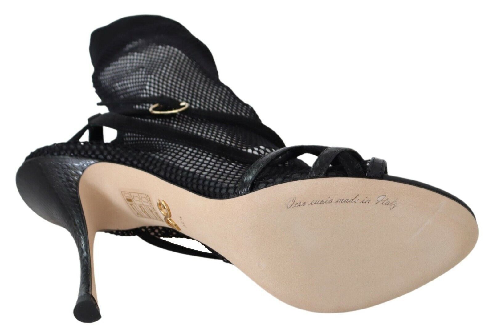 Σανδάλια Dolce &amp; Gabbana Chic Μαύρο Διχτυωτό Stiletto