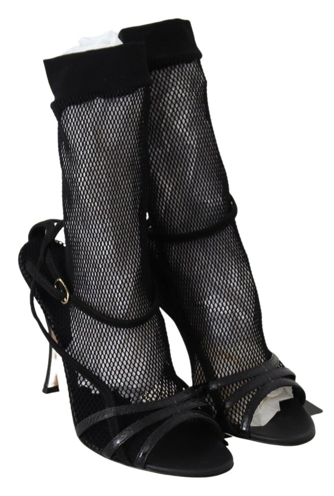 Σανδάλια Dolce &amp; Gabbana Chic Μαύρο Διχτυωτό Stiletto