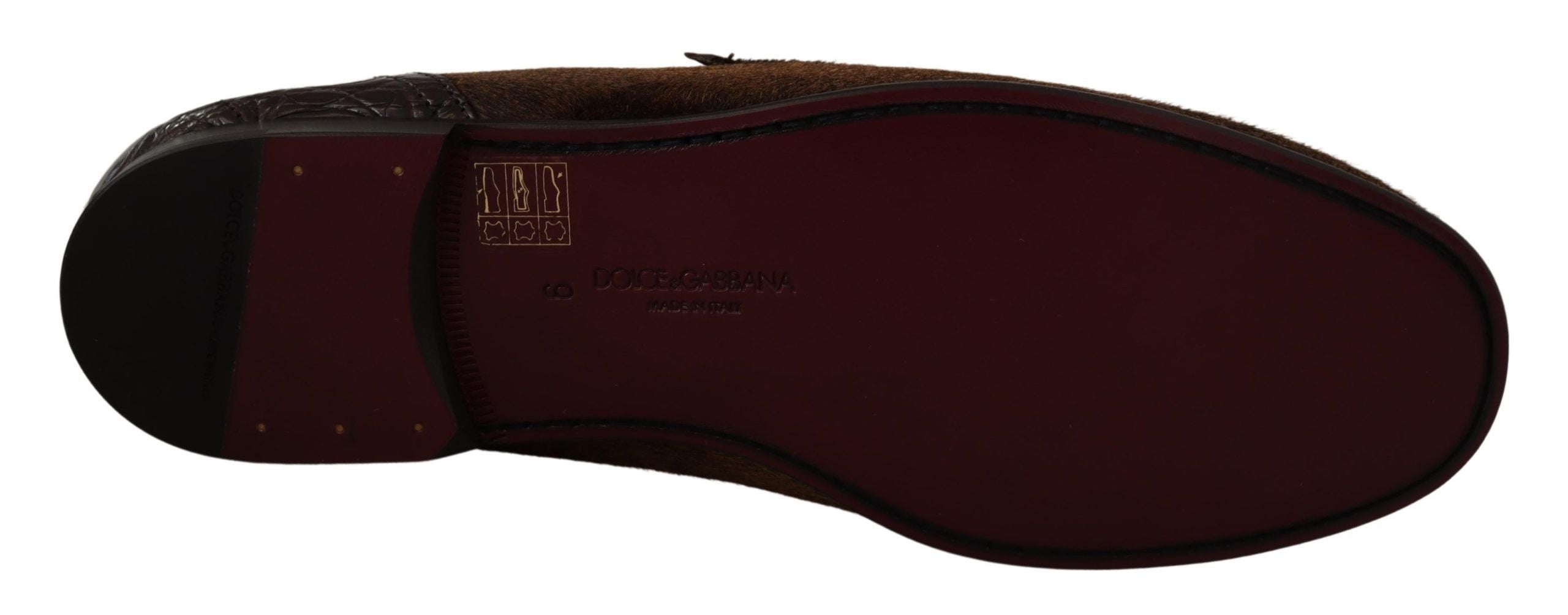 Dolce &amp; Gabbana Κομψά δερμάτινα Loafers σε καφέ καφέ Caiman