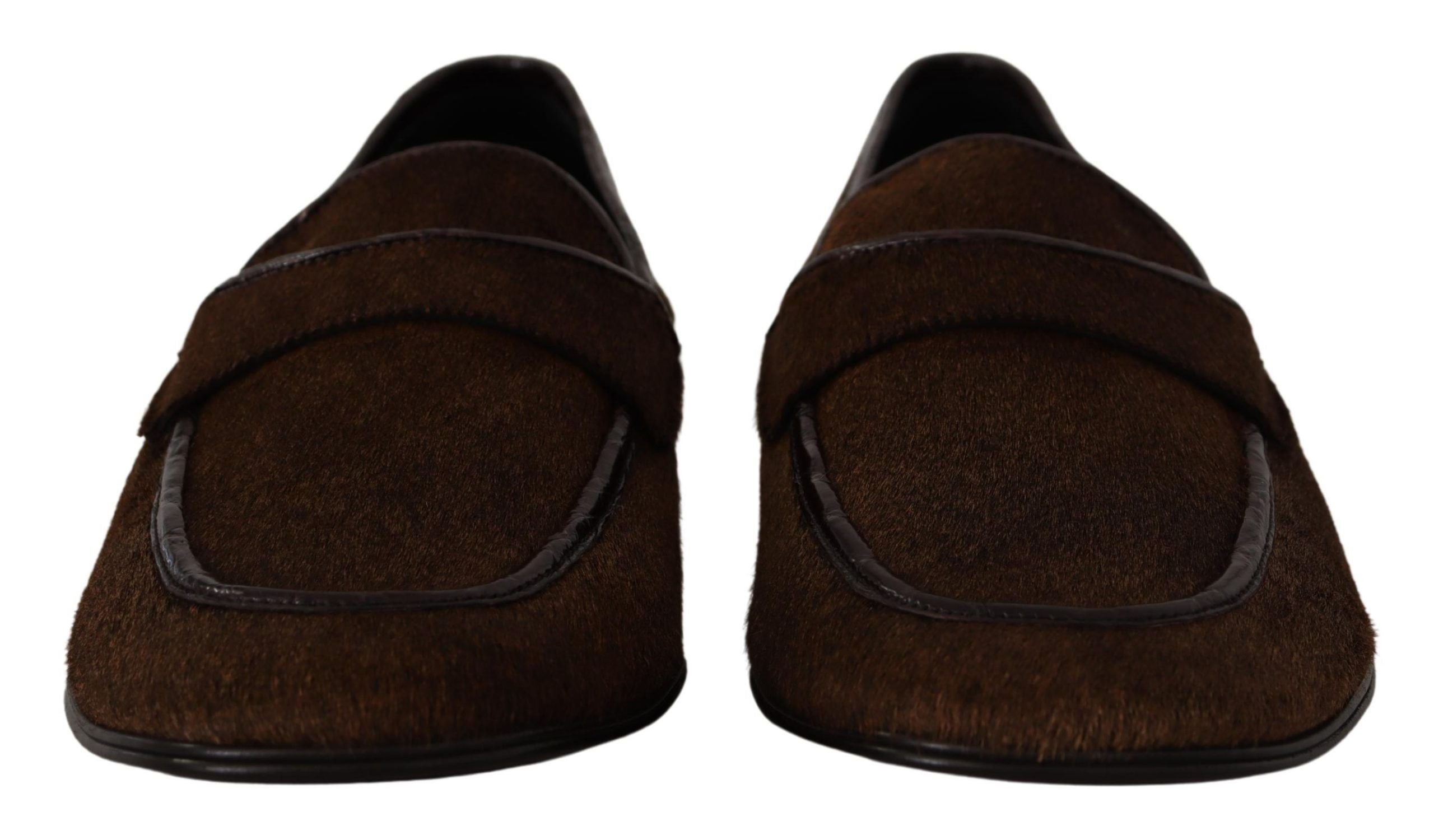 Dolce &amp; Gabbana Κομψά δερμάτινα Loafers σε καφέ καφέ Caiman