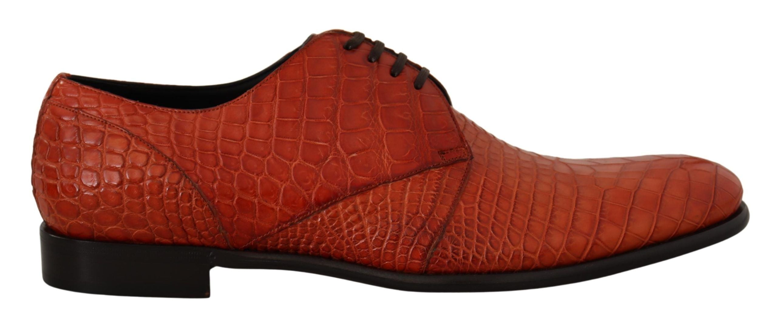 Dolce &amp; Gabbana Exotic Orange Croc Leather Laceup φόρεμα παπούτσια