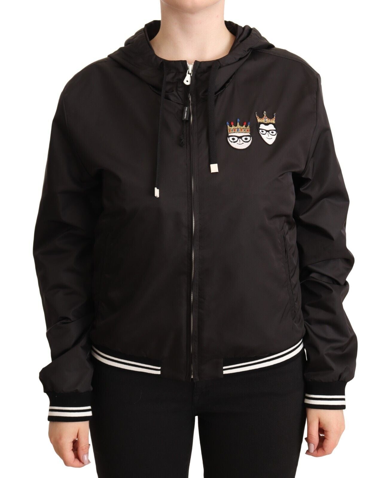 Κομψό μαύρο Bomber Jacket Dolce &amp; Gabbana με κουκούλα