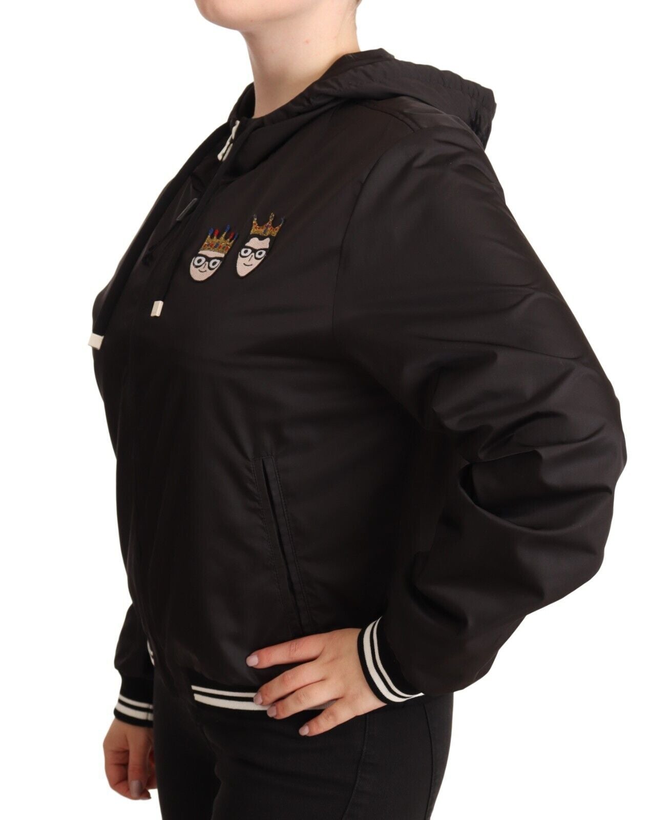 Κομψό μαύρο Bomber Jacket Dolce &amp; Gabbana με κουκούλα