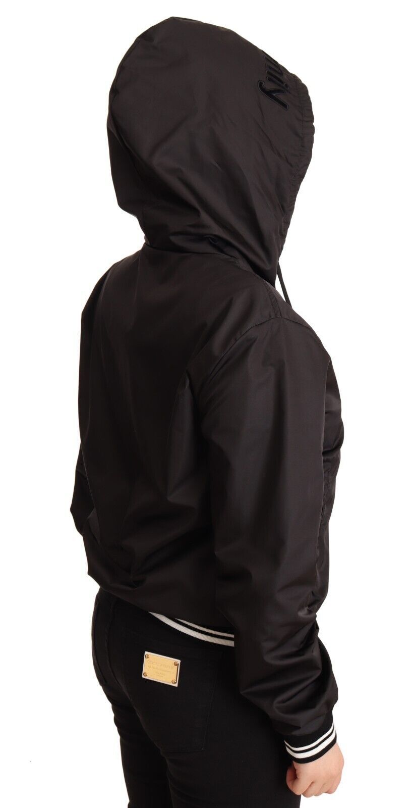 Κομψό μαύρο Bomber Jacket Dolce &amp; Gabbana με κουκούλα