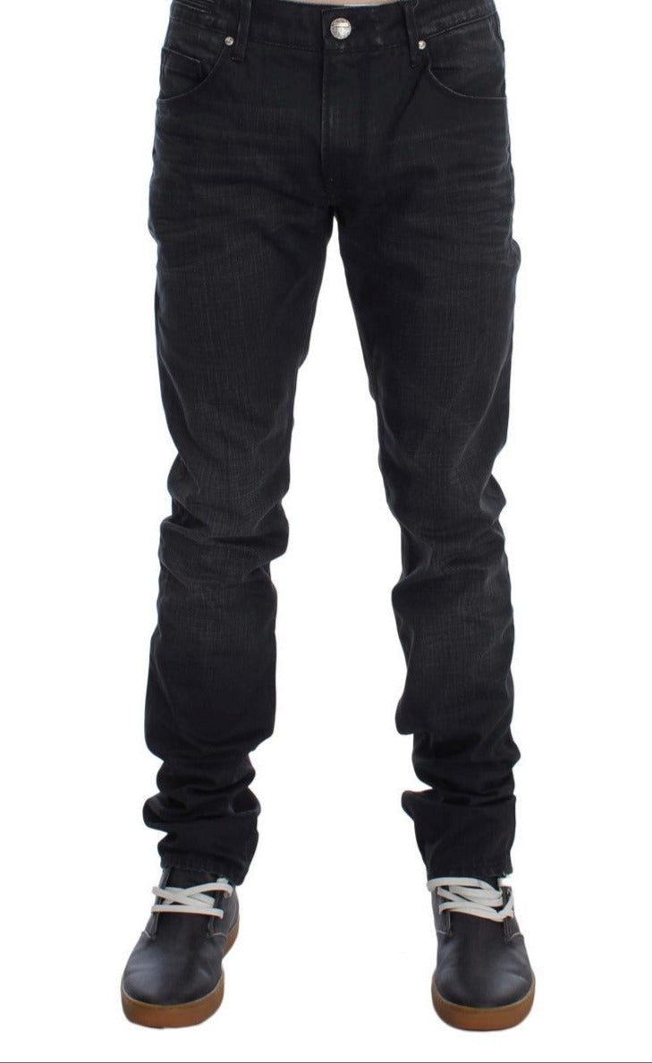 Acht Sleek Gray Slim Fit Italian Mens Jeans