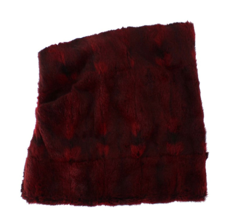 Dolce &amp; Gabbana Πολυτελές μαντήλι με γούνα Bordeaux με κουκούλα