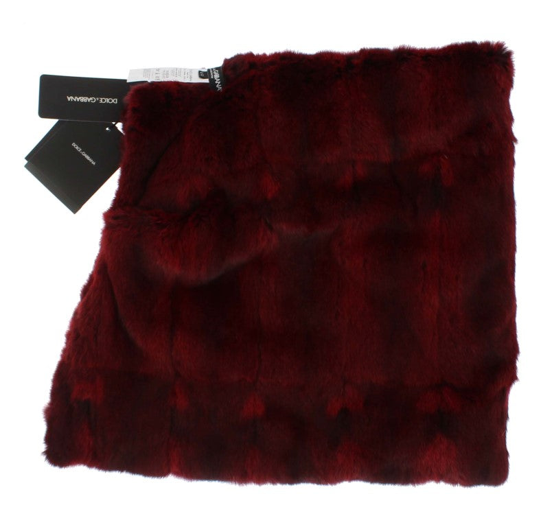 Dolce &amp; Gabbana Πολυτελές μαντήλι με γούνα Bordeaux με κουκούλα